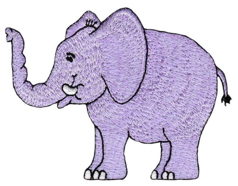 Elefant Lila Aufnäher Kinder Bügelbild Patch Größe 9,2 x 6,8 cm von Bestellmich / Aufnäher
