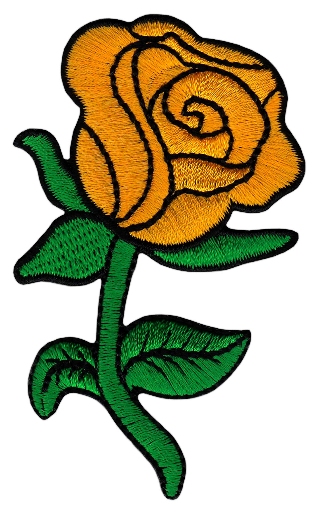 Gelbe Rose Blume Aufnäher Bügelbild Patch Größe 5,0 x 8,3 cm von Bestellmich / Aufnäher