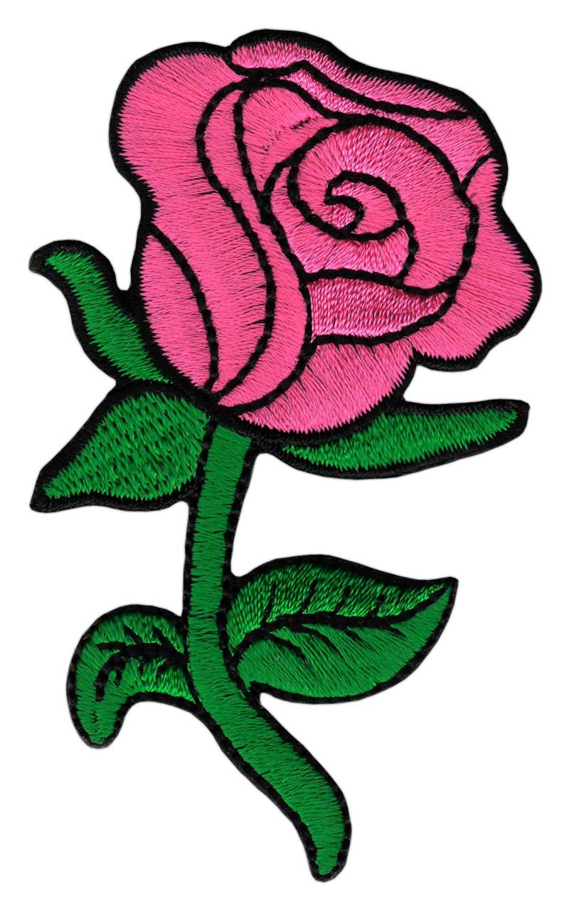 Rosa Pink Rose Blume Aufnäher Bügelbild Patch Größe 5,0 x 8,3 cm von Bestellmich / Aufnäher