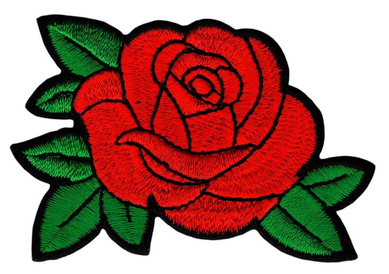 Rot Rose Blume Blüte Aufnäher Bügelbild Patch Größe 7,5 x 5,0 cm von Bestellmich / Aufnäher