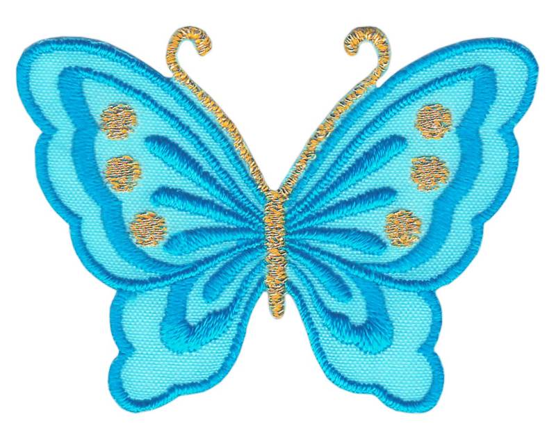 Schmetterling klein Blau Aufnäher Bügelbild Patch Größe 5,2 x 3,7 cm von Bestellmich / Aufnäher