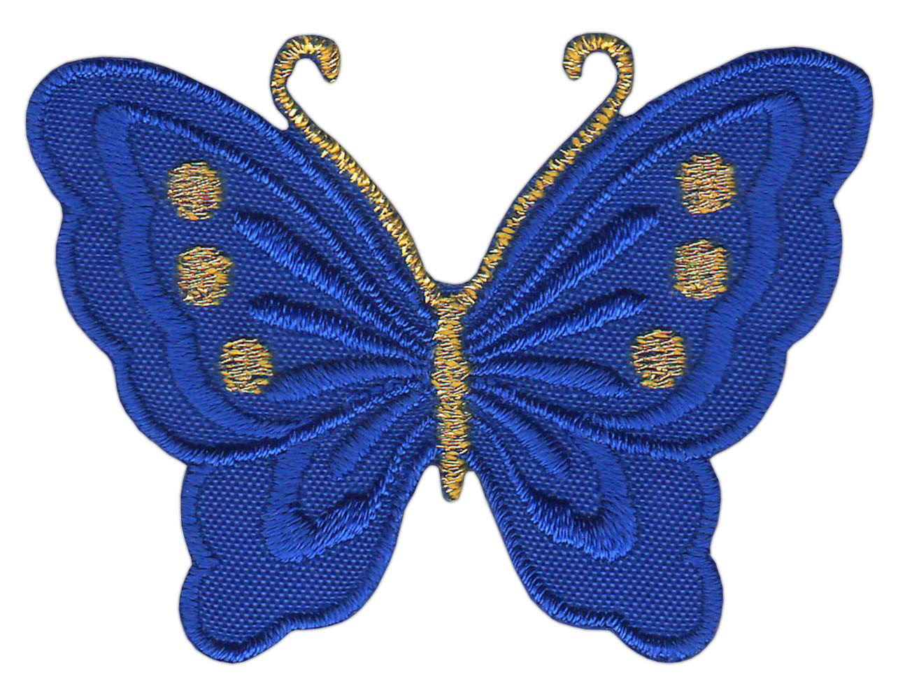 Schmetterling klein Dunkelblau Blau Aufnäher Bügelbild Patch Größe 5,2 x 3,7 cm von Bestellmich / Aufnäher