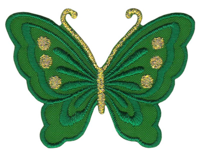 Schmetterling klein Grün Dunkelgrün Aufnäher Bügelbild Patch Größe 5,2 x 3,7 cm von Bestellmich / Aufnäher