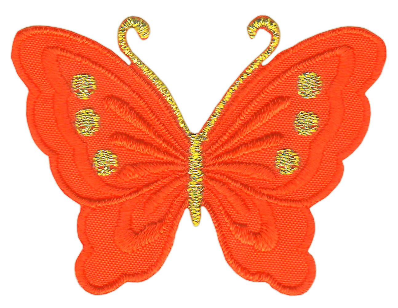 Schmetterling klein Orangerot Orange Aufnäher Bügelbild Patch Größe 5,2 x 3,7 cm von Bestellmich / Aufnäher