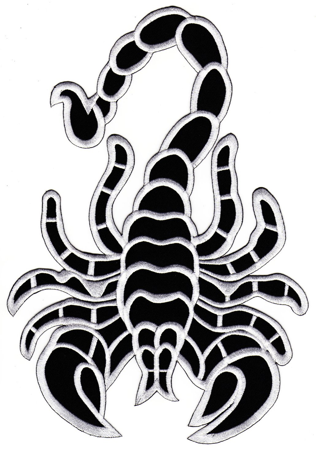Skorpion Weiß Backpatch Rückenaufnäher Biker XXL Scorpion ca. 20 x 28 cm von Bestellmich / Aufnäher
