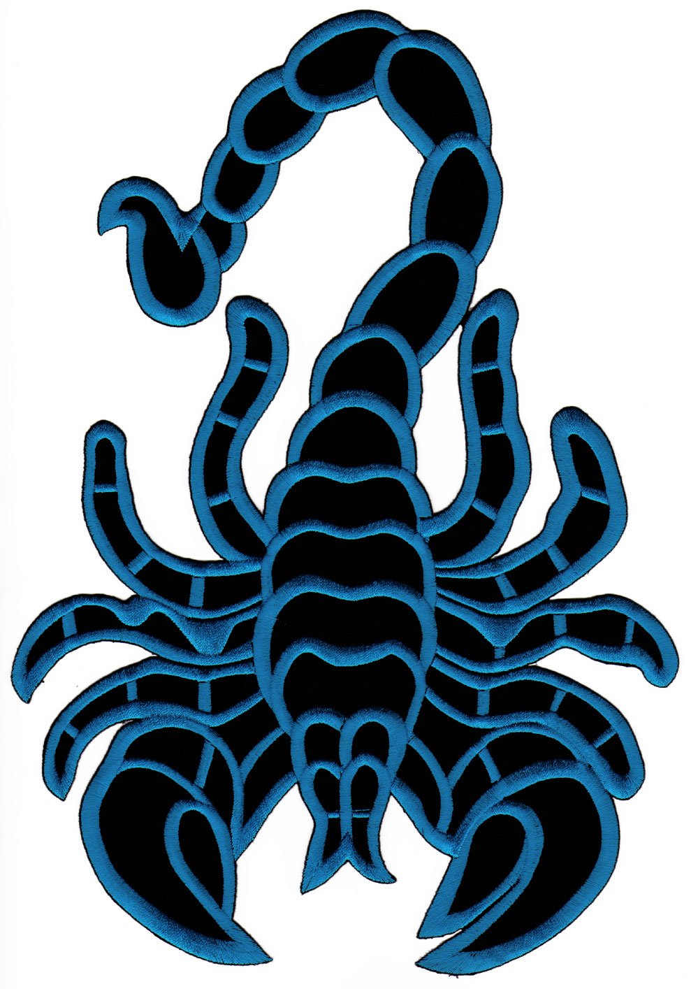 Skorpion Blau Backpatch Rückenaufnäher Biker XXL Scorpion ca. 20 x 28 cm von Bestellmich / Aufnäher