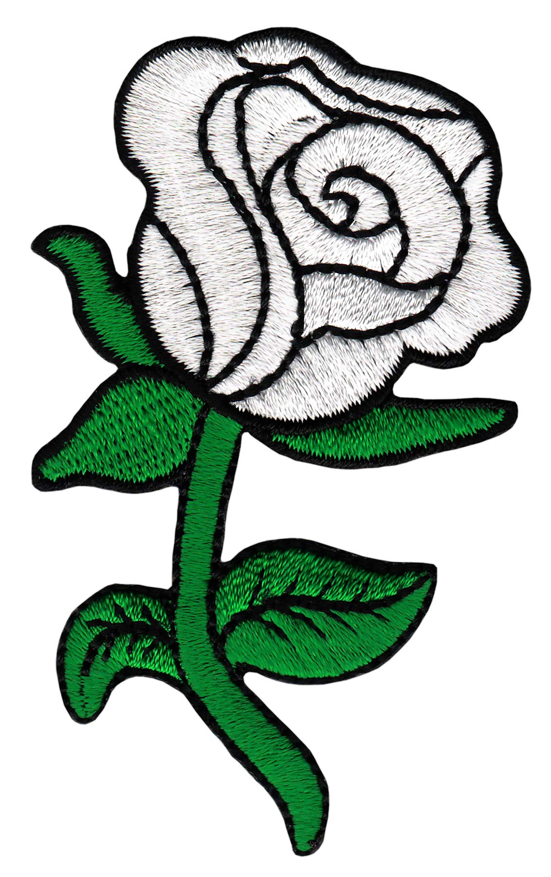 Weiße Rose Blume Aufnäher Bügelbild Patch Größe 5,0 x 8,3 cm von Bestellmich / Aufnäher