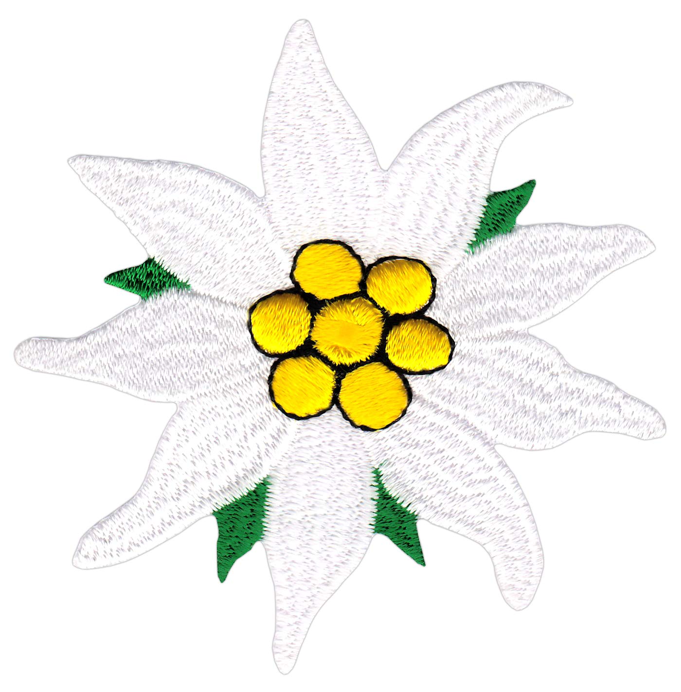 Bestellmich Alpen Edelweiß Blume Aufnäher Bügelbild Patch Applikation Größe 7,0 x 7,0 cm von Bestellmich