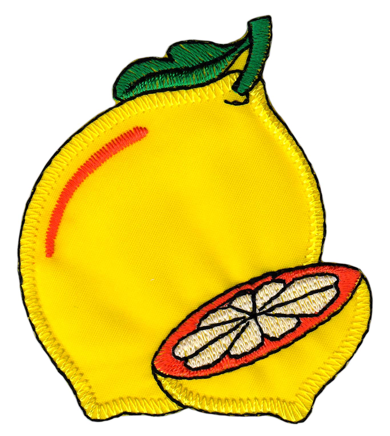 Bestellmich Gelbe Zitrone Zitrusfrucht Aufnäher Bügelbild Patch Applikation Größe 6,0 x 6,8 cm von Bestellmich