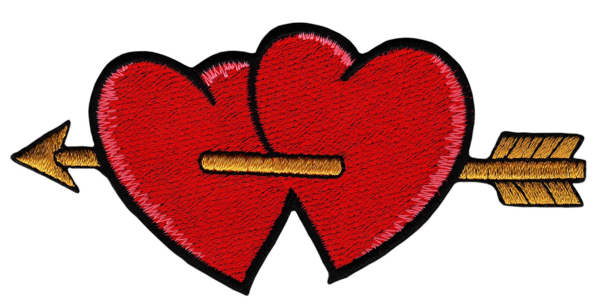 Bestellmich Rote Herzen Amor Pfeil Liebe Aufnäher Bügelbild Patch Applikation Größe 11,5 x 5,3 cm von Bestellmich
