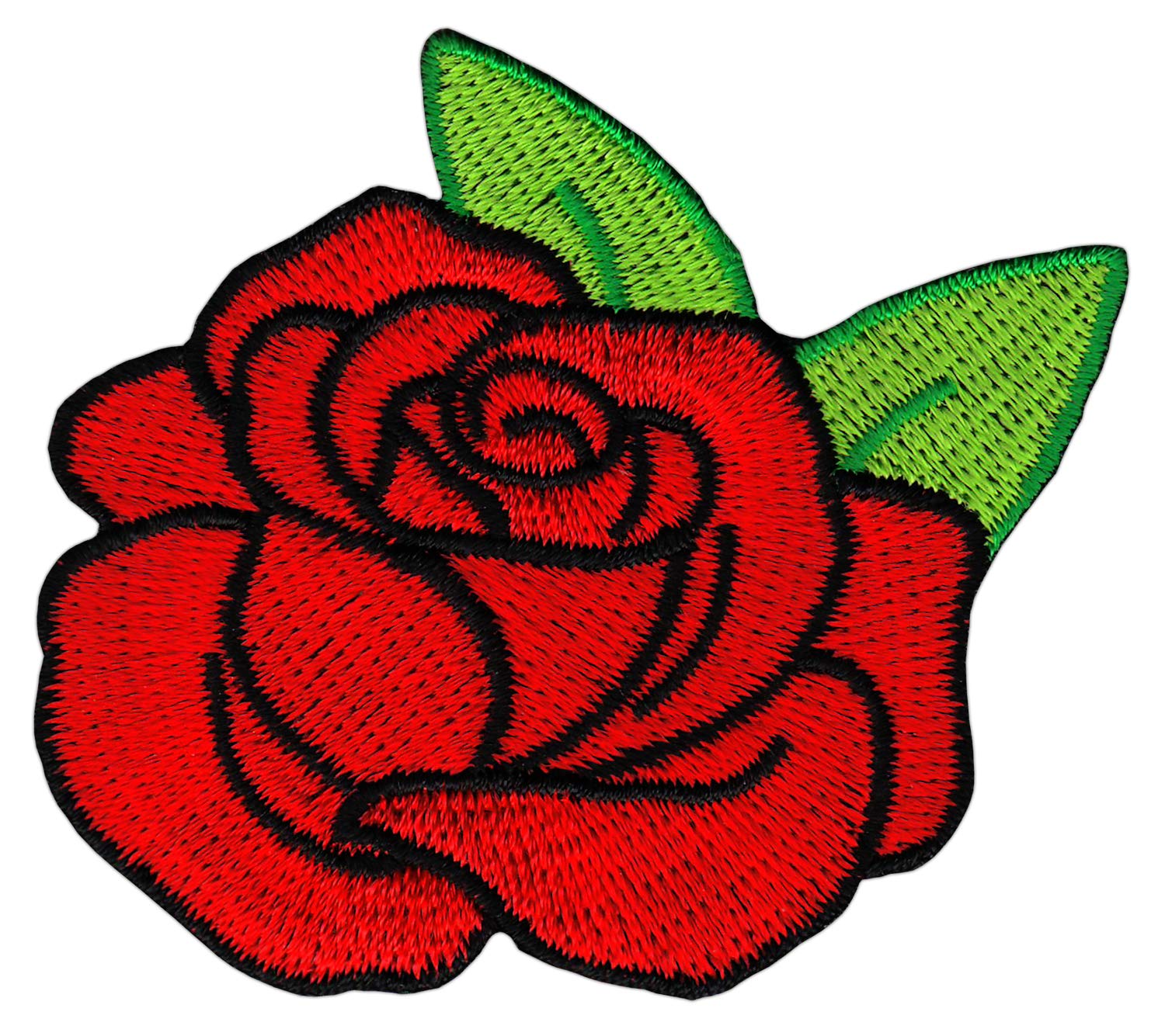 Bestellmich Rote Rose Blume Aufnäher Bügelbild Patch Applikation Größe 6,6 x 6,0 cm von Bestellmich