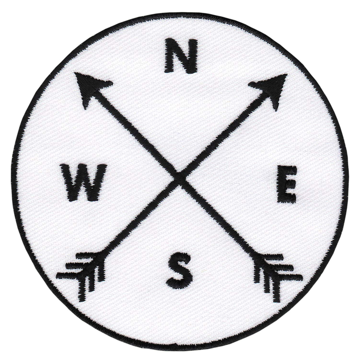 Bestellmich Symbol Himmelsrichtung Kompass Aufnäher Bügelbild Patch Applikation Größe 7,6 x 7,6 cm von Bestellmich