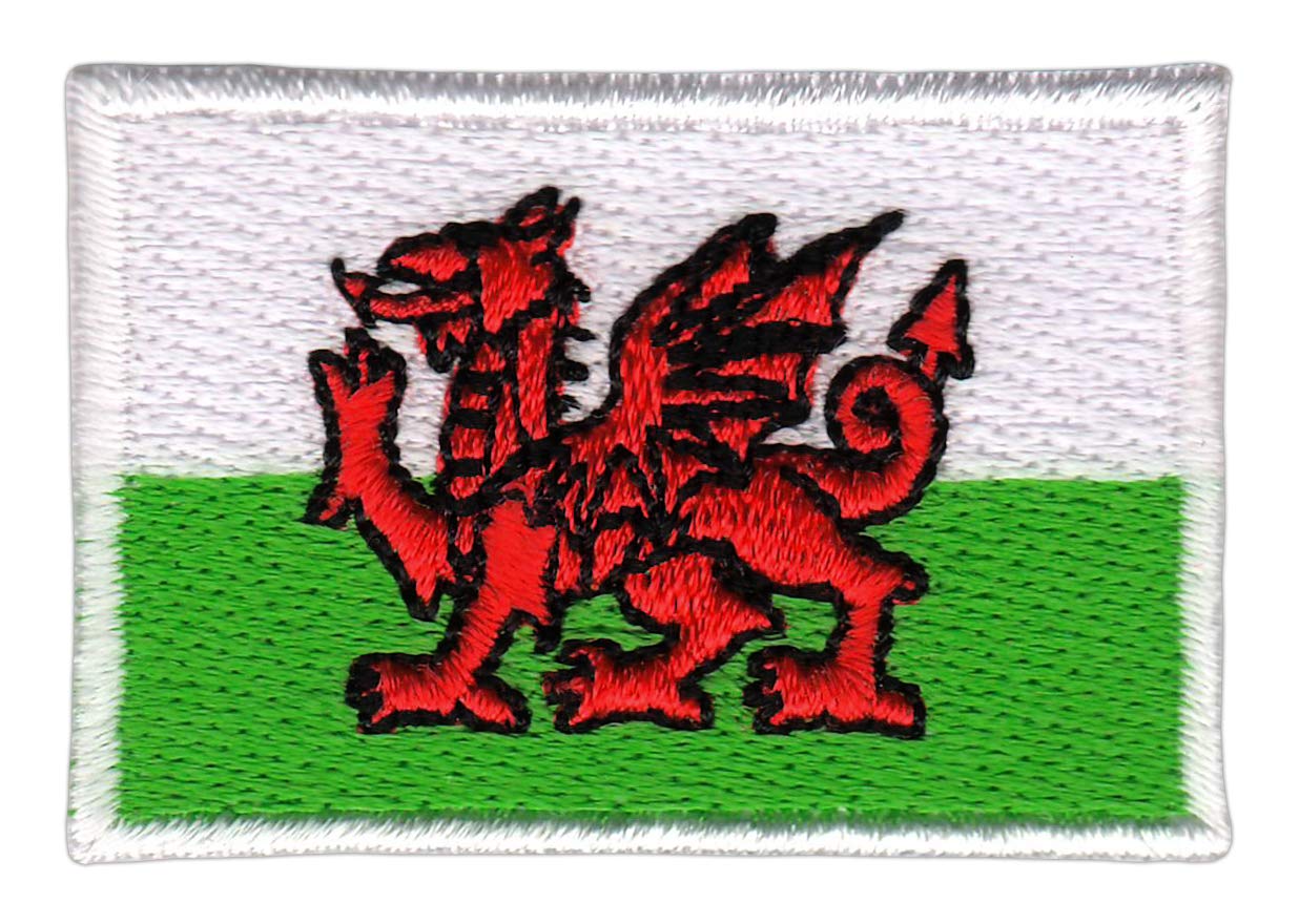 Bestellmich Wales Flagge Klein Aufnäher Bügelbild Größe 4,7 x 3,2 cm von Bestellmich