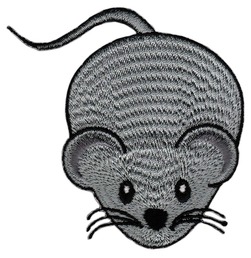 Maus Grau Aufnäher Bügelbild Flicken Patch Größe 5,0 x 7,0 cm von Bestellmich