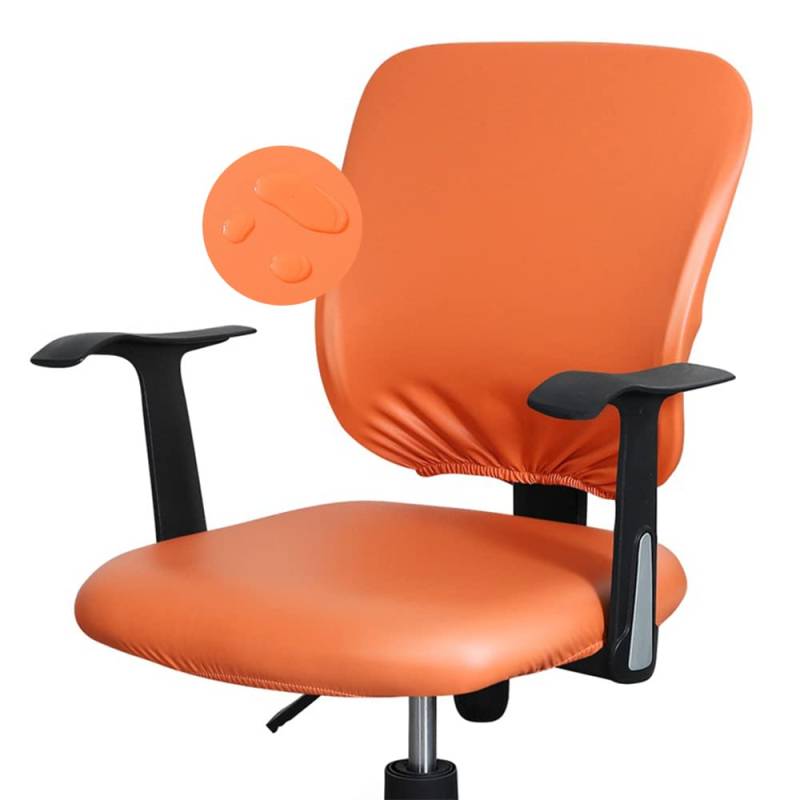 Bestenrose Bürostuhl Stuhlhussen Bezug PU Leder Stuhlbezug Bürostuhl wasserdichte Stretch Stuhlüberzug Stuhl Husse für Computer Armlehnen Stühle (Orange, Packung mit 2 Stück) von Bestenrose