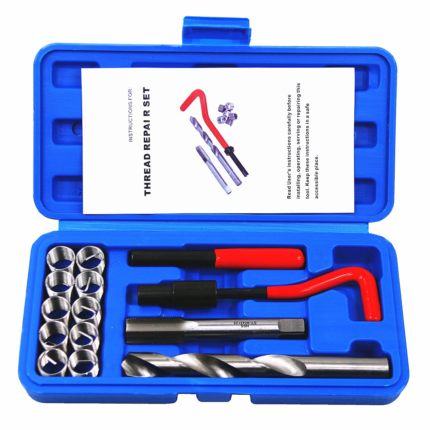 BestsQ 14 Stück Gewindereparatursatz Bohrer Helicoil Repair Kit Kompatibel Handwerkzeug Set für Auto Reparatur Größe:M14x1.25 BestsQ 14 Stück Gewindereparatursatz Bohrer Helicoil Repair Kit Kompatibel Handwerkzeug Set für Auto Reparatur Größe:M14x1.25 von BestsQ