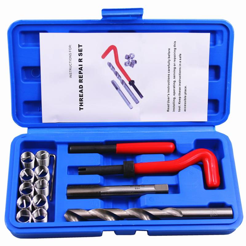 BestsQ 15 Stück Gewindereparatursatz Bohrer Helicoil Repair Kit Kompatibel Handwerkzeug Set für Auto Reparatur Größe:M12x1.25 von BestsQ