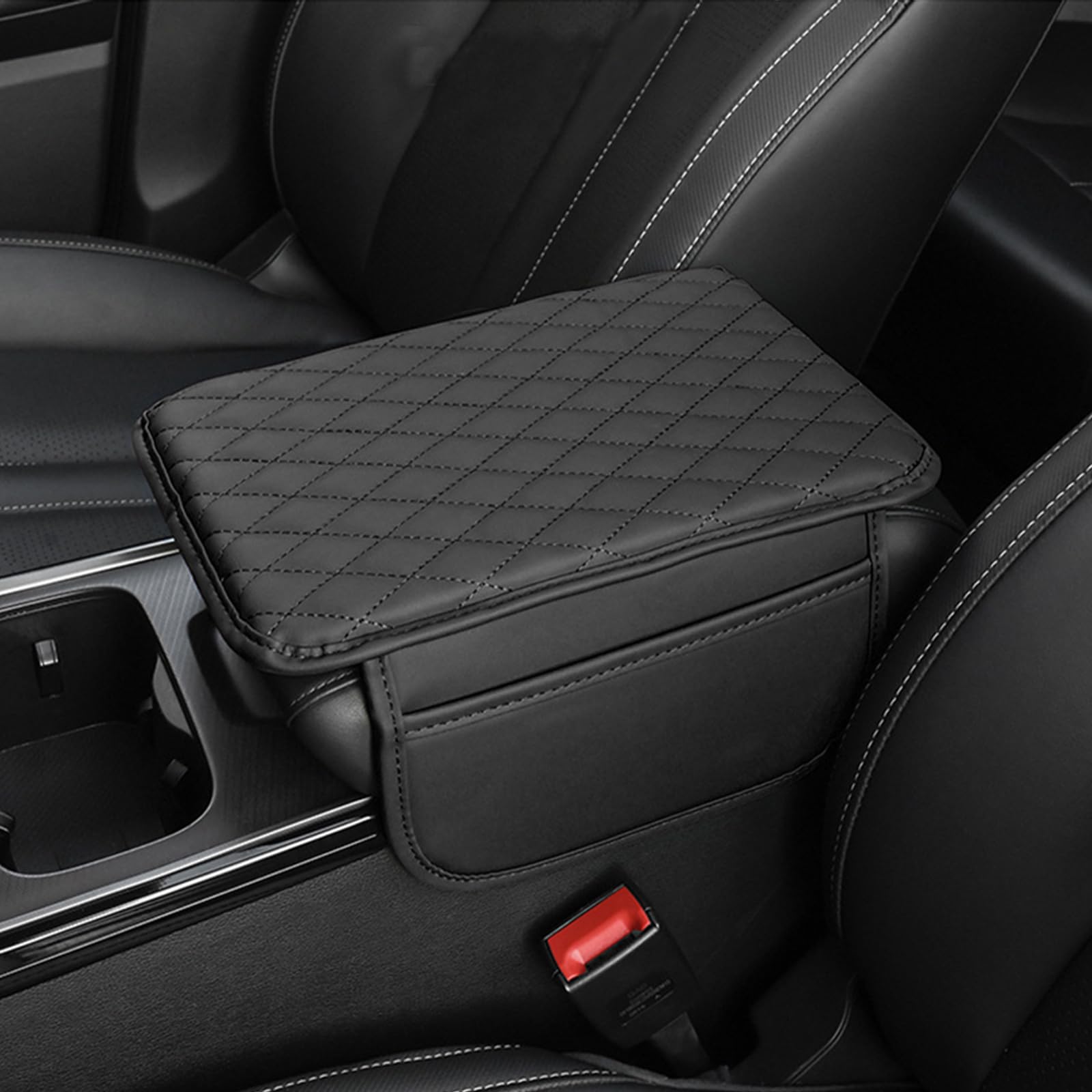 Mittelkonsolenabdeckung mit Aufbewahrungstasche, Lederprägung Armlehnenabdeckung für Auto, Schwarz Auto Armlehne Box Pad Auto Armlehne Aufbewahrungsbox Matte Mittelkonsolenabdeckung mit Aufbewahrungstasche, Lederprägung Armlehnenabdeckung für Auto, Schwarz Auto Armlehne Box Pad Auto Armlehne Aufbewahrungsbox Matte von Betinyar