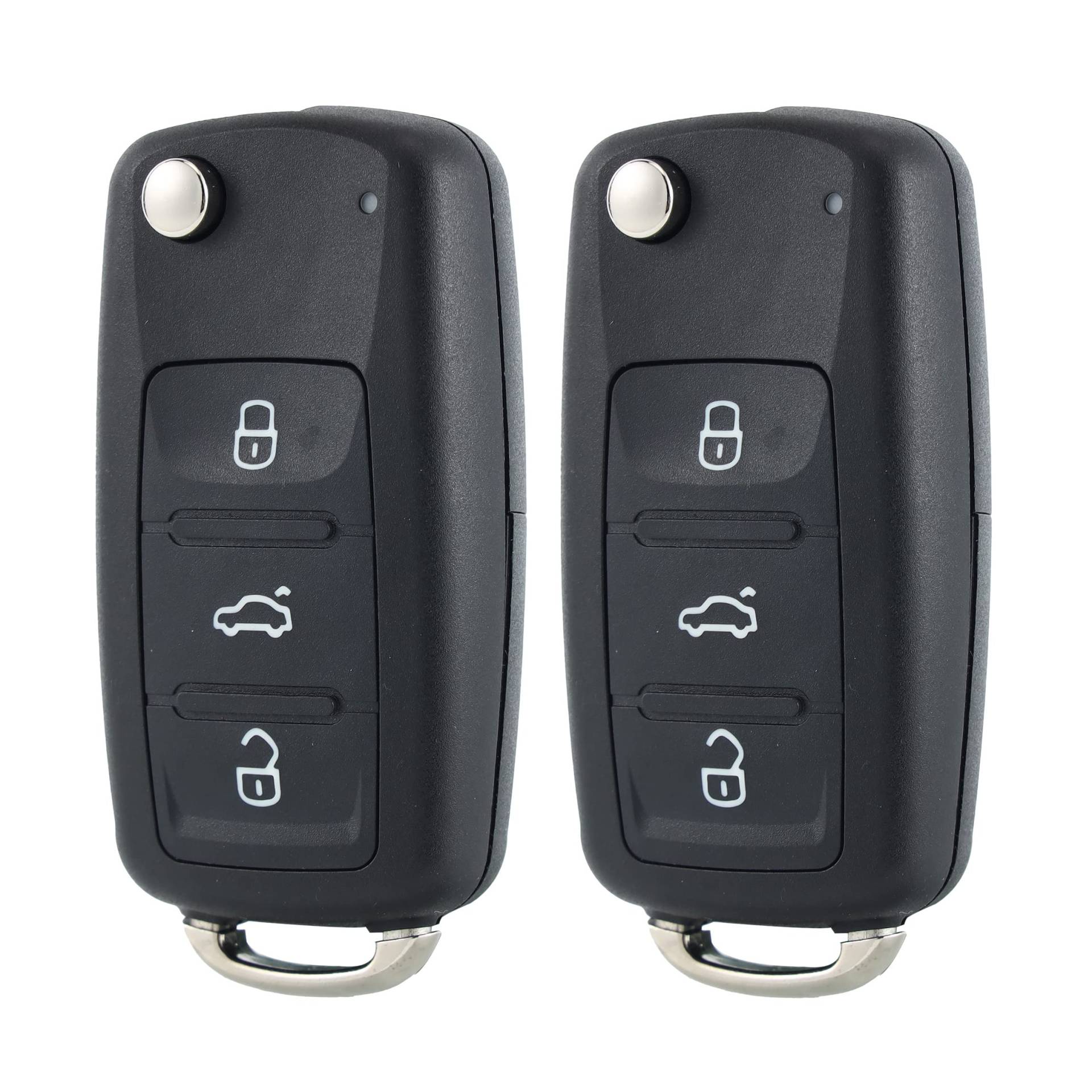 2er set 3-Taste Ersatz-Klapp-Autoschlüsselgehäuse Funkschlüssel Schlüssel kompatibel für VW,Betterher kompatibel für skoda schlüssel Volkswagen Golf Mk6 T1guan Polo Passat CC SEAT Octavia von Betterher