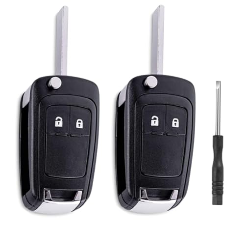 Betterher 2er Set Autoschlüssel Gehäuse der Fernbedienung 2-Tasten Auto Schlüsselgehäuse Kompatibel für Opel Vauxhall Astra J Insignia Vectra und Chevrolet Aveo Matiz Cruze Captiva Spark Orlando Trax von Betterher