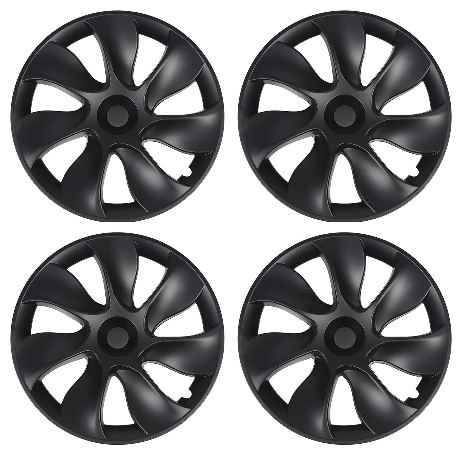 4PCS Model Y Radabdeckung Radkappen, 19 Zoll Radnabenkappe Whirlwind Sportliche Felgenabdeckung Ersatz für Model Y 2020 Bis 2023 (Matt-schwarz) von Bewinner