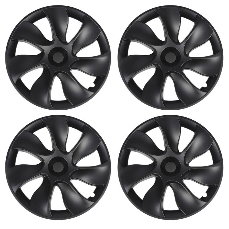 4PCS Model Y Radabdeckung Radkappen, 19 Zoll Radnabenkappe Whirlwind Sportliche Felgenabdeckung Ersatz für Model Y 2020 Bis 2023 (Matt-schwarz) von Bewinner