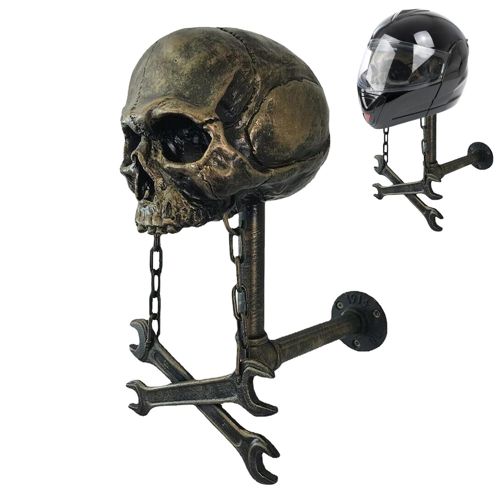 Bexdug Totenkopf Helm Display | Skull Motorradhelmhalter Wandhalterung | Halterung für Motorradhelme, Halter für Schädelhelme aus Kunstharz, Rugby-Helme und Fahrradzubehör von Bexdug