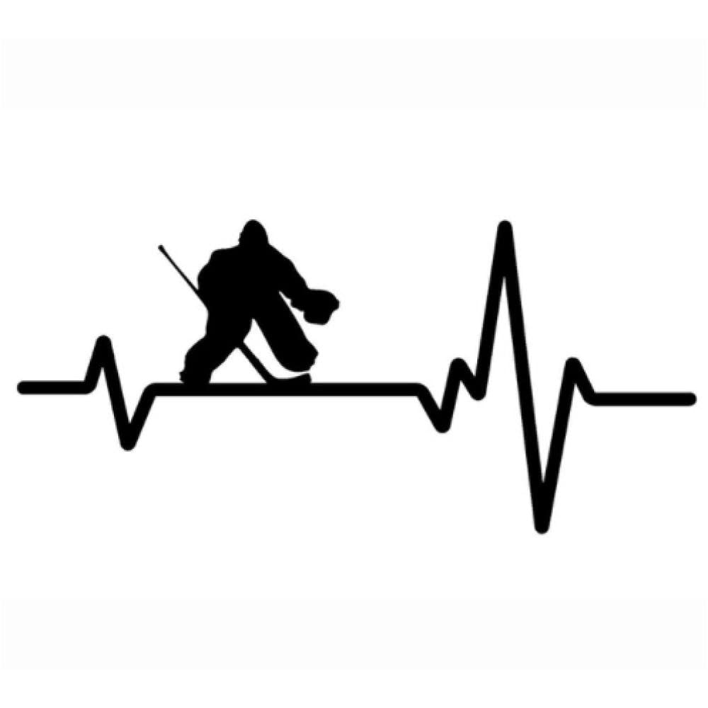 Bhysfenhgttvv 3 stücke Auto Aufkleber16,2 cm * 7,5 cm Spaß Hockey Goalie Puck Heartbeat Line Vinyl Dekorieren Kühlschrank Auto Aufkleber Schwarz von Bhysfenhgttvv