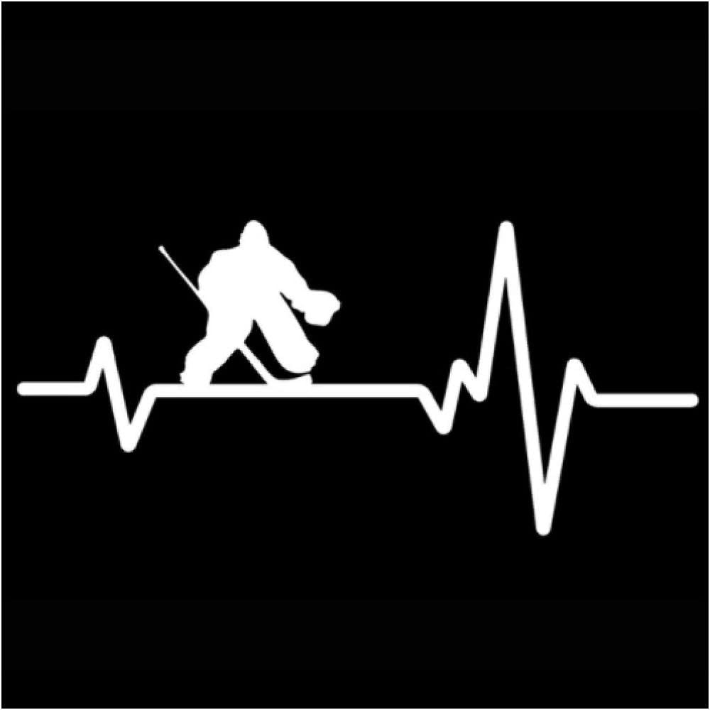 Bhysfenhgttvv 3 stücke Auto Aufkleber16,2 cm * 7,5 cm Spaß Hockey Goalie Puck Heartbeat Line Vinyl Dekorieren Kühlschrank Auto Aufkleber weiß von Bhysfenhgttvv