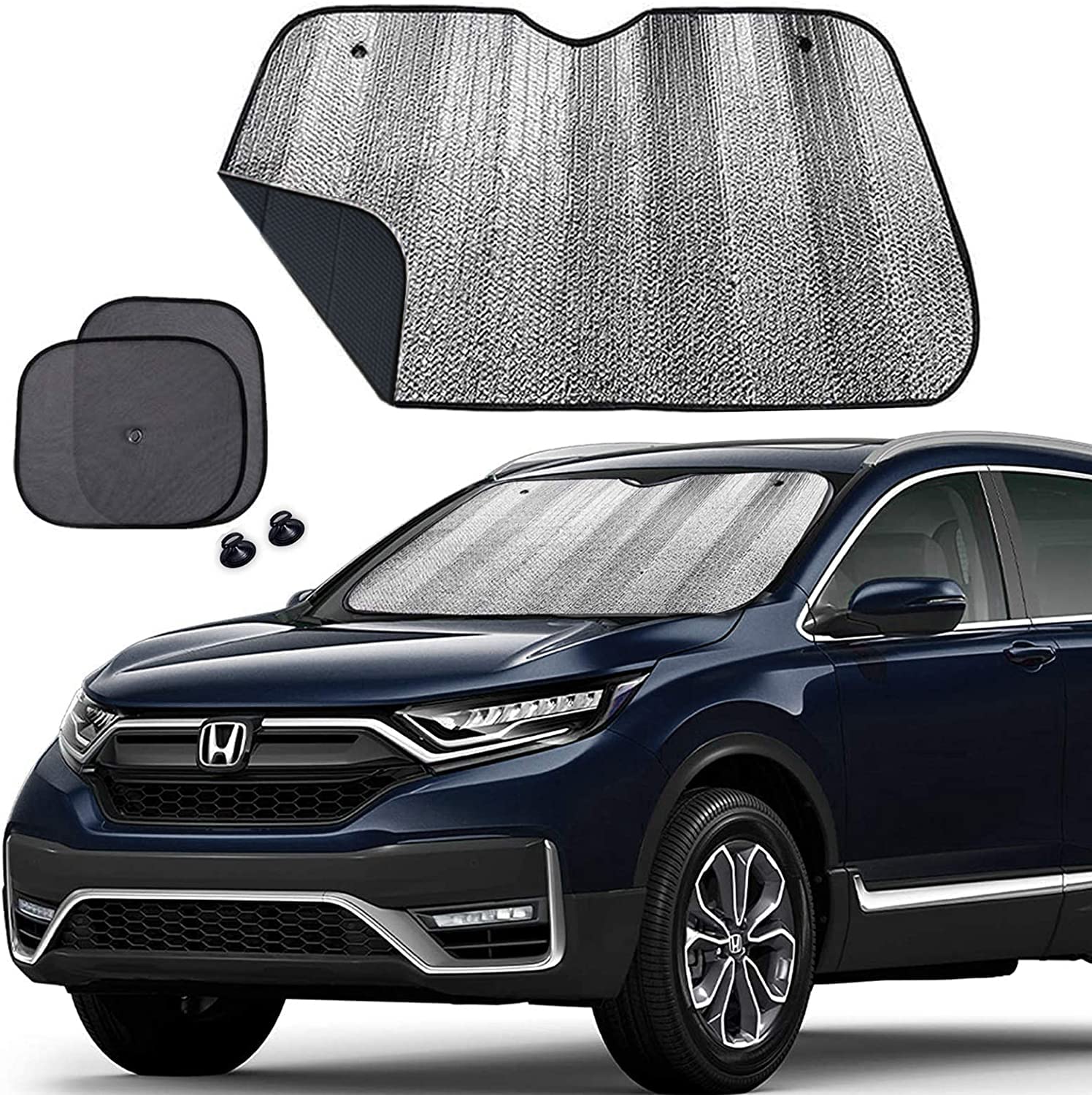 Big Ant Auto Frontscheibe Sonnenschutz mit 2 Seitenfenstern Faltbarer UV-Schutz für Windschutzscheibe & Seitenfenste Kühlender Sonnenschutz für VW, BMW, Audi, Mercedes (140x70cm) - Blau Big Ant Auto Frontscheibe Sonnenschutz mit 2 Seitenfenstern Faltbarer UV-Schutz für Windschutzscheibe & Seitenfenste Kühlender Sonnenschutz für VW, BMW, Audi, Mercedes (140x70cm) - Blau von Big Ant