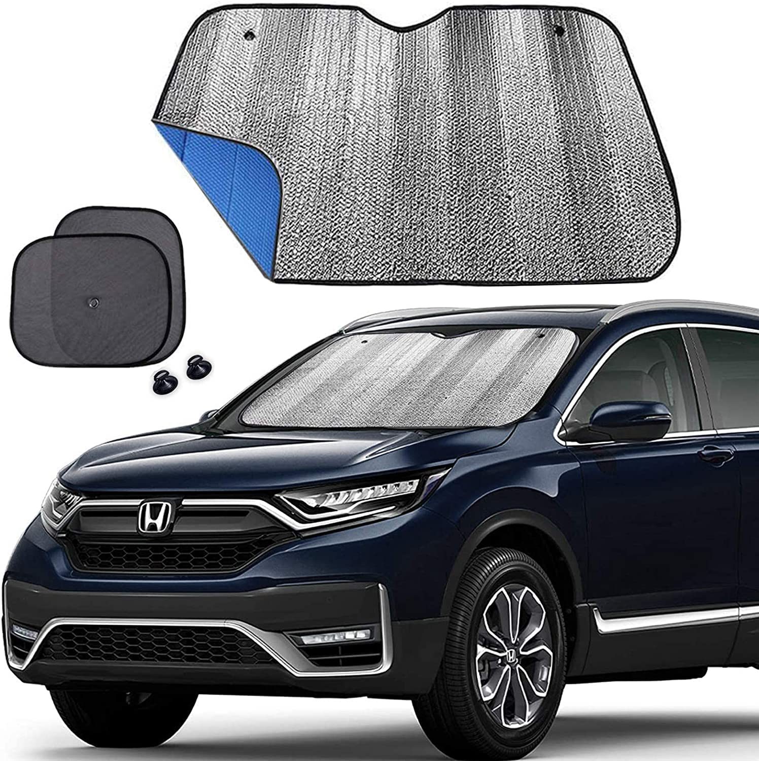 Big Ant Auto Frontscheibe Sonnenschutz mit 2 Seitenfenstern Faltbarer UV-Schutz für Windschutzscheibe & Seitenfenste Kühlender Sonnenschutz für VW, BMW, Audi, Mercedes (140x70cm) - Schwarz Big Ant Auto Frontscheibe Sonnenschutz mit 2 Seitenfenstern Faltbarer UV-Schutz für Windschutzscheibe & Seitenfenste Kühlender Sonnenschutz für VW, BMW, Audi, Mercedes (140x70cm) - Schwarz von Big Ant