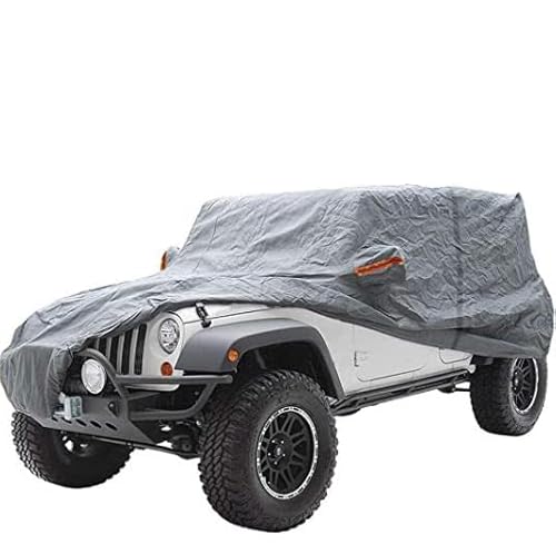 Big Ant Autoabdeckung 100% Wasserdicht für Jeep Wrangler CJ/YJ/TJ/JK 4 Türen - Autoplane mit Reißverschluss & 6-Lagen Schutz - UV-beständig, Hagelsicher - Ideal als Jeep Wrangler JK Zubehör (Grau) von Big Hippo