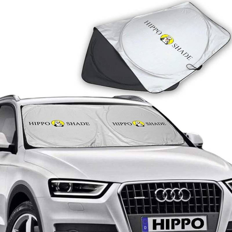 Hippo Sonnenschutz Auto Sommer, Sonnenblende Frontscheibe für SUVs, LKWs und Autos Mit UV-Schutz Sonnenschirm Nylon Größe oder Silber (35"X63.3", 160 X 90 cm) von Big Hippo