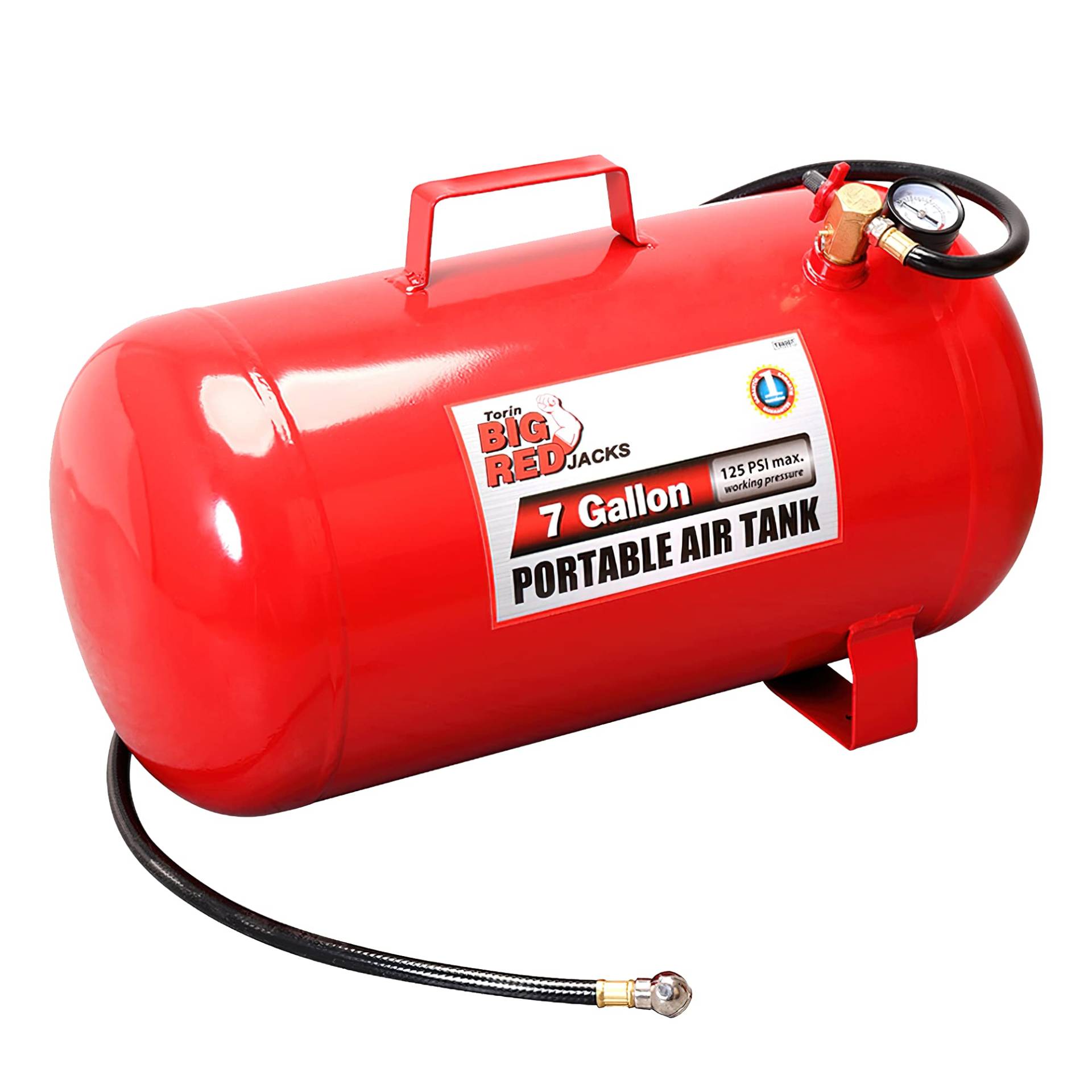 Big Red T88007 Torin tragbarer horizontaler Lufttank mit 91,4 cm Schlauch, 7 Gallonen Kapazität, Rot Big Red T88007 Torin tragbarer horizontaler Lufttank mit 91,4 cm Schlauch, 7 Gallonen Kapazität, Rot von Big Red