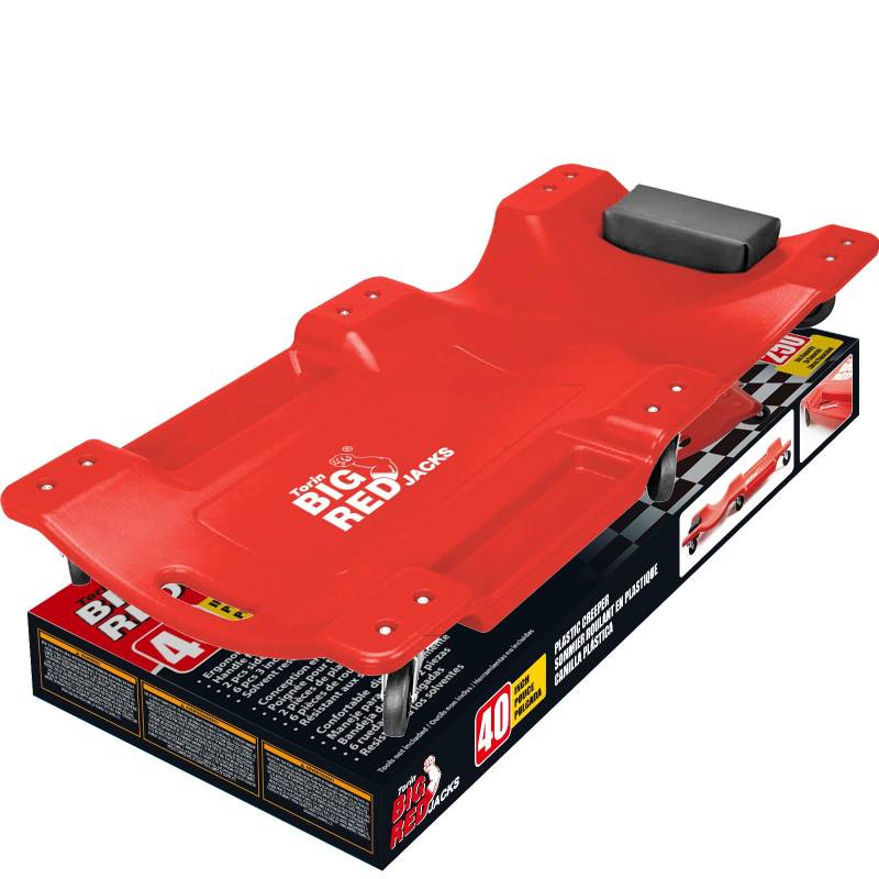 Torin TRP6240 6 Wheel Rolling Creeper Garage/Shop Bench: Plastic Mechanic Cart with Padded Headrest, Red von Big Red