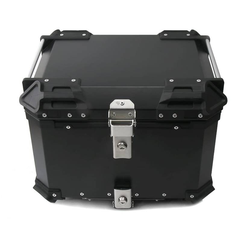 BigKing Motorrad Heckbox,Professionelle CNC Aluminiumlegierung Aufbewahrungsbox Universal Top Case (Schwarz, 55L) von BigKing