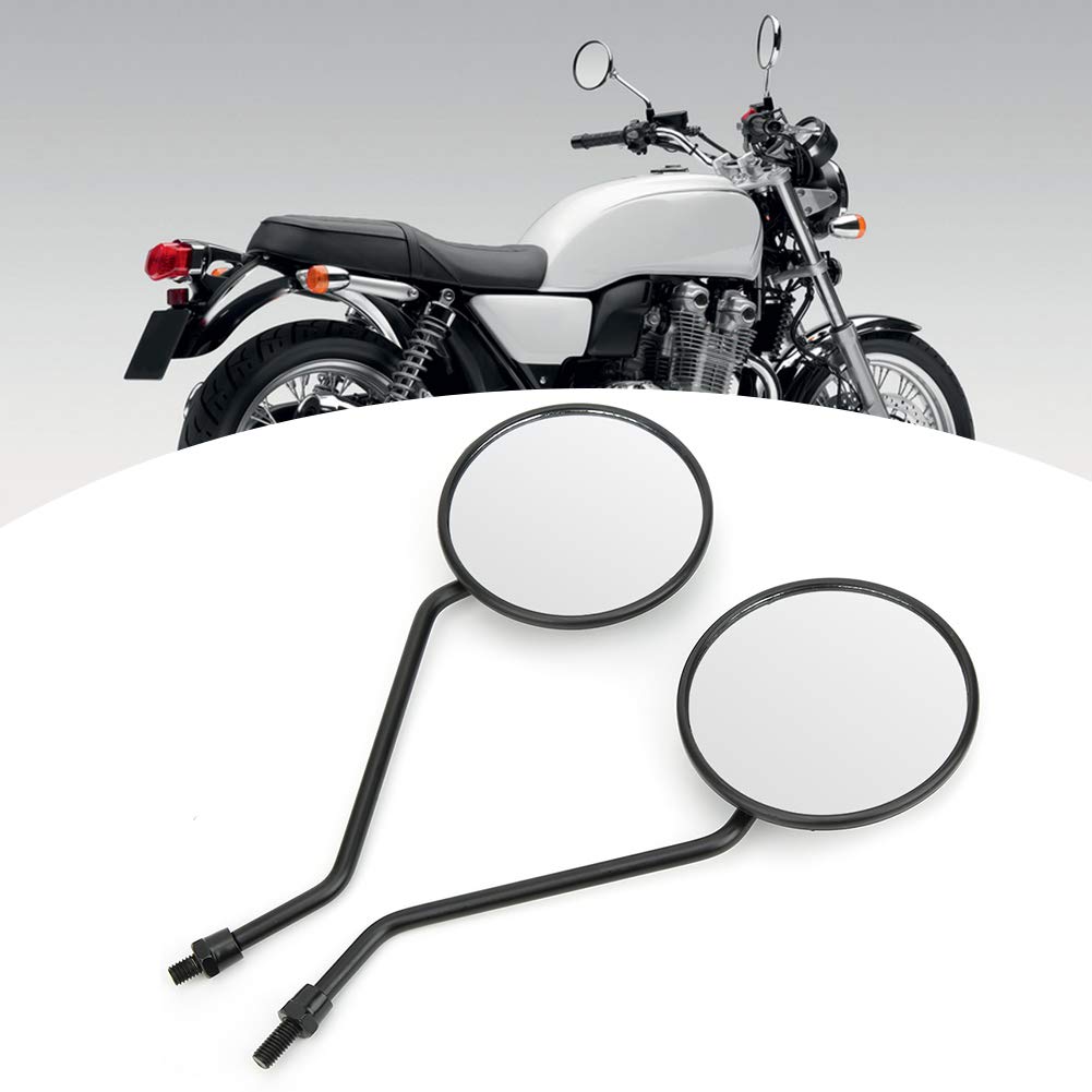Motorrad Rückspiegel, Universal Retro runde Seitenspiegel Motorrad Lenkerspiegel 2Pcs (8mm) von BigKing