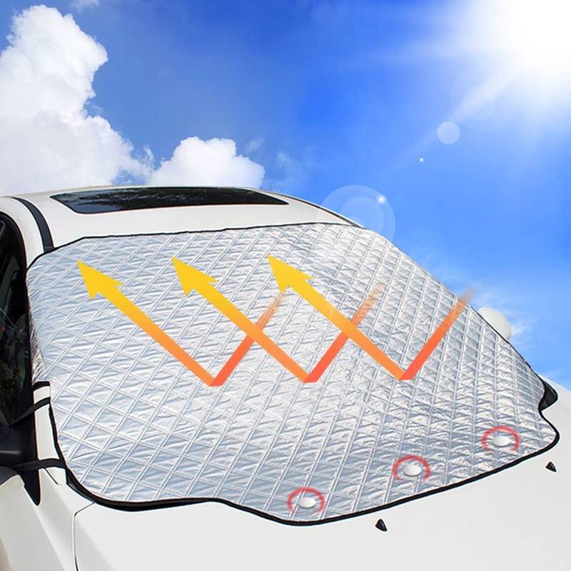 Bigmeda Auto Frontscheibe, Frostschutz Magnet Scheibenabdeckung Faltbare Autoscheibenabdeckung Winter Windschutzscheibenabdeckung Eisschutz Frontscheibenabdeckung für Auto (138x112cm) von Bigmeda