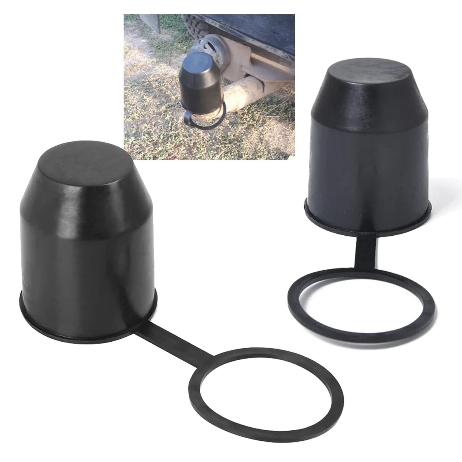 2er Set Anhängerkupplung Schutzkappe, Anhängerkupplung Abdeckkappe mit Sicherungsring Abdeckkappe, Staubdicht Wasserdicht, Universal Kugelabdeckung für Auto Wohnmobil Anhänger Kugelkopfschutz Schwarz 2er Set Anhängerkupplung Schutzkappe, Anhängerkupplung Abdeckkappe mit Sicherungsring Abdeckkappe, Staubdicht Wasserdicht, Universal Kugelabdeckung für Auto Wohnmobil Anhänger Kugelkopfschutz Schwarz von Bikasun