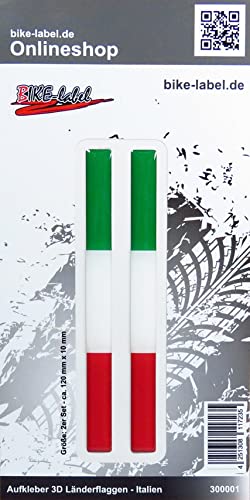 BIKE-label Aufkleber 3D Länder-Flaggen Italien Italy 2 Stck je 120 x 10mm 300001N von BIKE-label