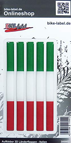 BIKE-label 300002 Aufkleber 3D Länder-Flaggen Italien Italy 5 Stck je 120 x 10mm von BIKE-label