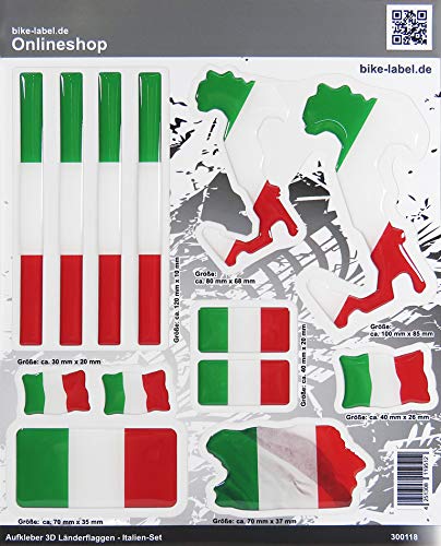 BIKE-label 3D Auto Aufkleber Länder Flaggen Italia Italien Sticker 300118 von BIKE-label
