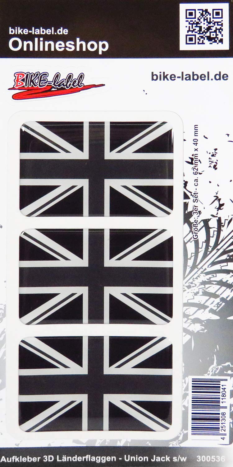 BIKE-label Aufkleber 3D Länder-Flaggen Union Jack England 62 x 40mm 300536 von BIKE-label