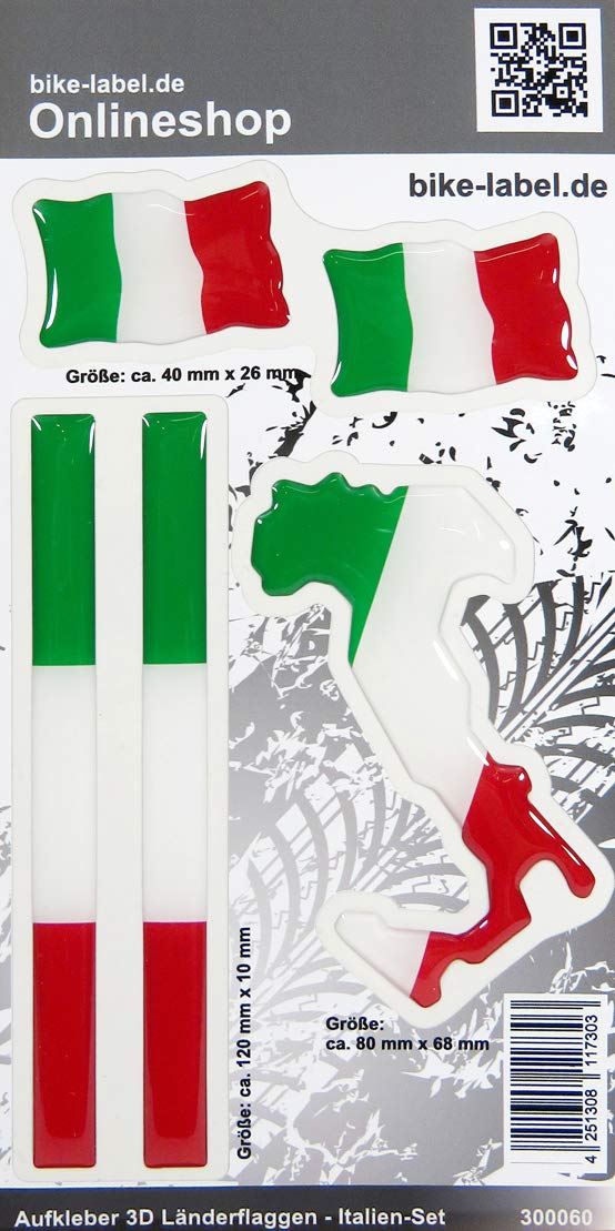 BIKE-label 3D Aufkleber Länder Flaggen Italien Stiefel Italy Sticker Set 300060 von BIKE-label