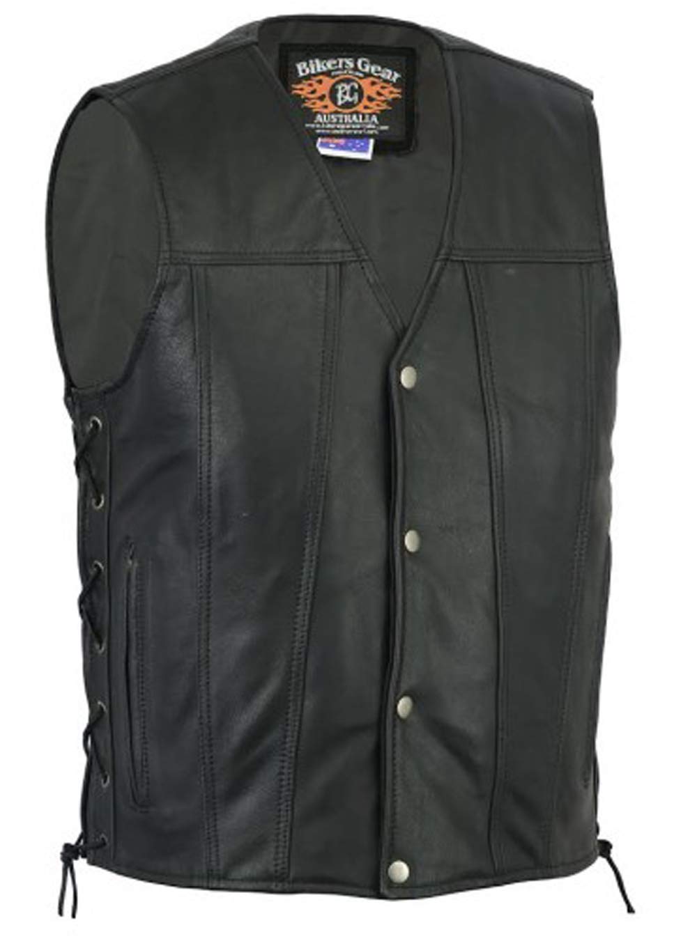 Bikers Gear Australia Premium 1,3 mm weiches Rindsleder Harley Style Lederweste mit verstellbaren Seiten und Taschen, Schwarz, Größe XL Bikers Gear Australia Premium 1,3 mm weiches Rindsleder Harley Style Lederweste mit verstellbaren Seiten und Taschen, Schwarz, Größe XL von Bikers Gear Australia
