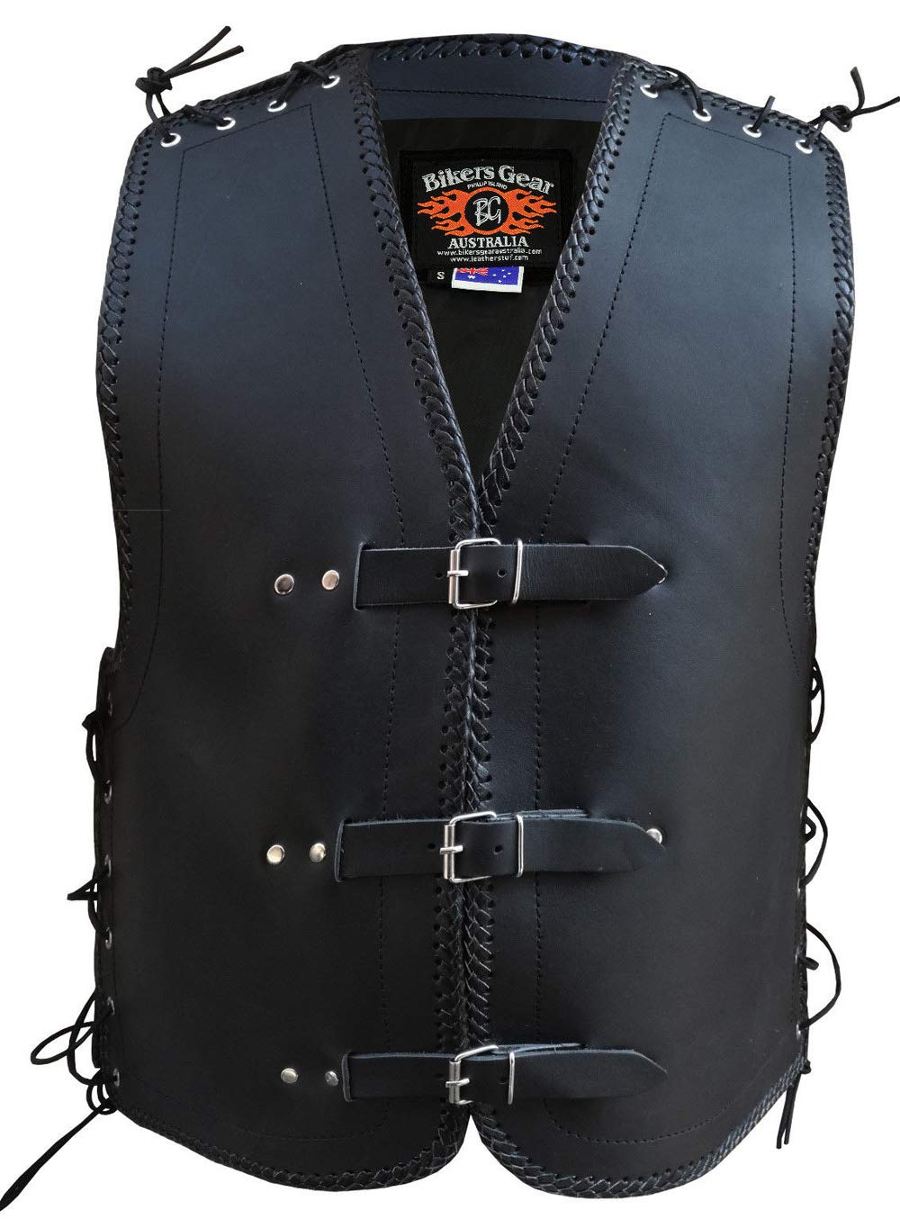 Bikers Gear Australia Heavy Duty Nz Lace Leder Motorradweste mit Flechtung, Schwarz, Größe S Bikers Gear Australia Heavy Duty Nz Lace Leder Motorradweste mit Flechtung, Schwarz, Größe S von Bikers Gear Australia