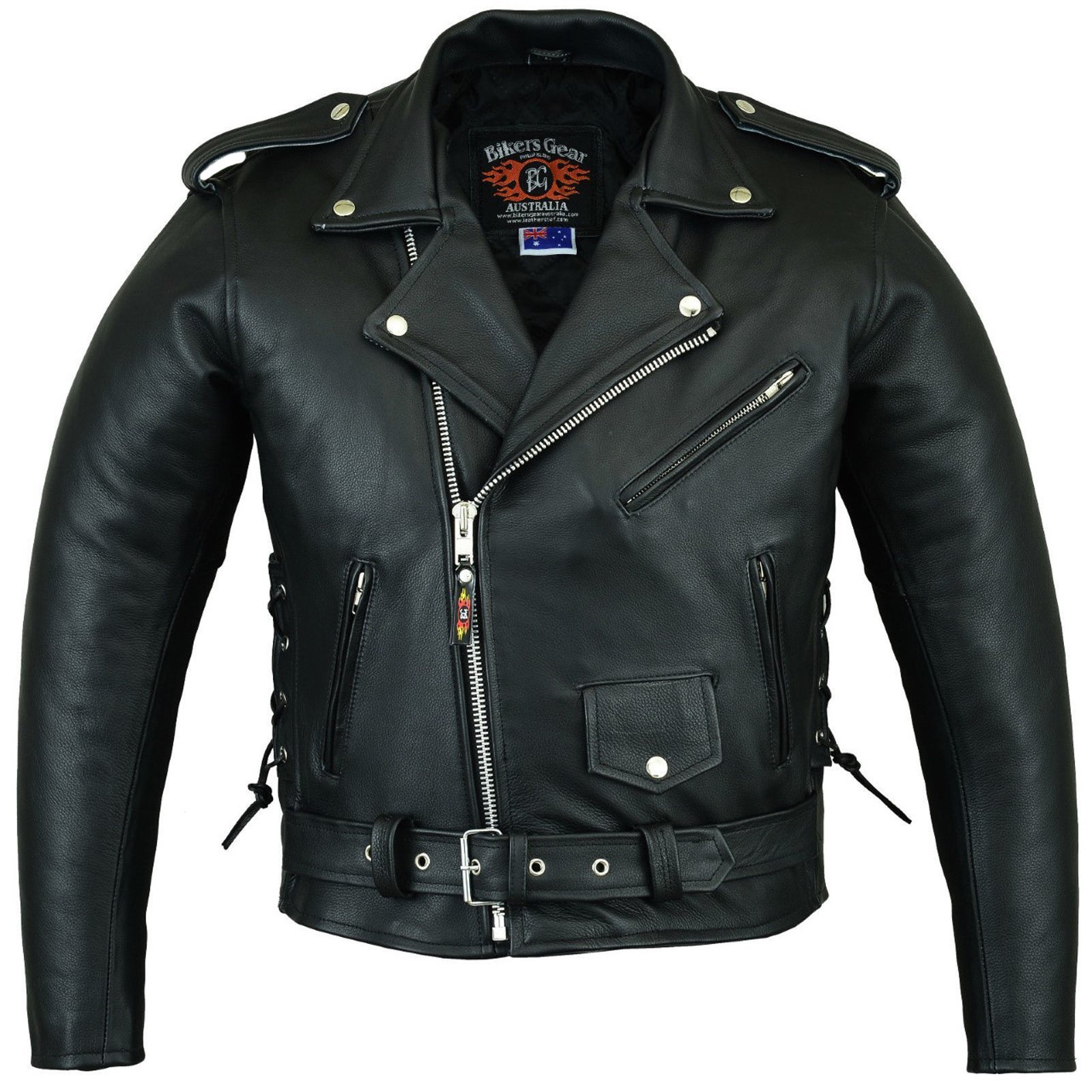 Bikers Gear CE1621-1 Rindsleder Motorrad Classic Brando schwarz 42 EU 52 XL von Bikers Gear Australia