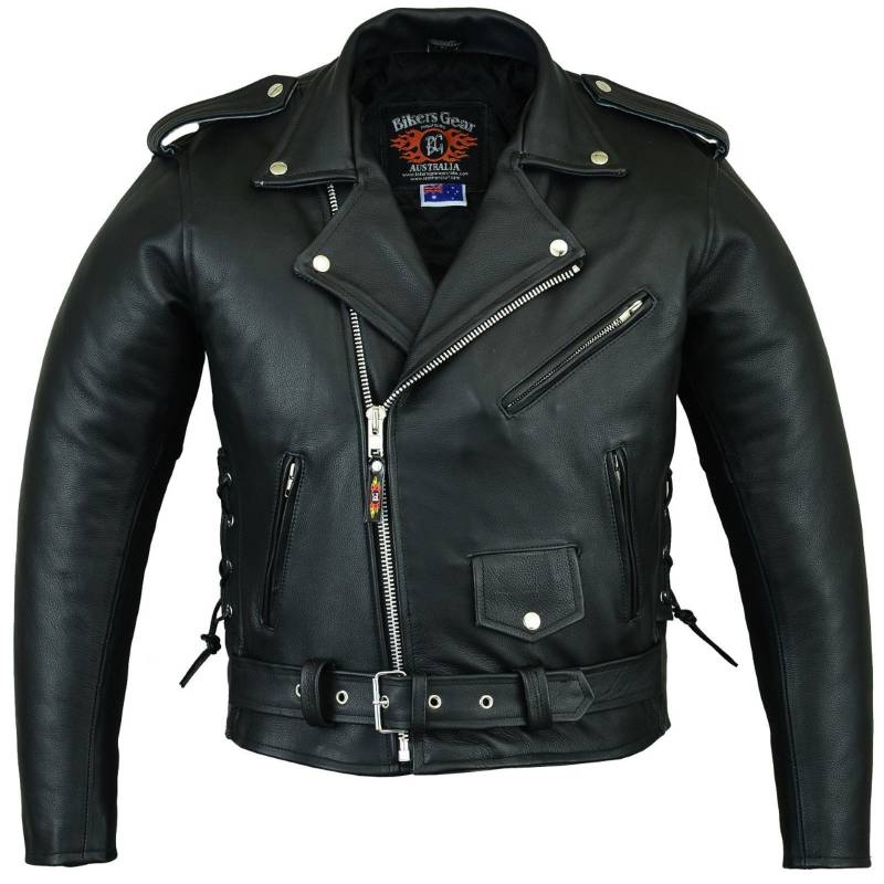 Bikers Gear CE1621-1 Rindsleder Motorrad Classic Brando schwarz 42 EU 52 XL von Bikers Gear Australia