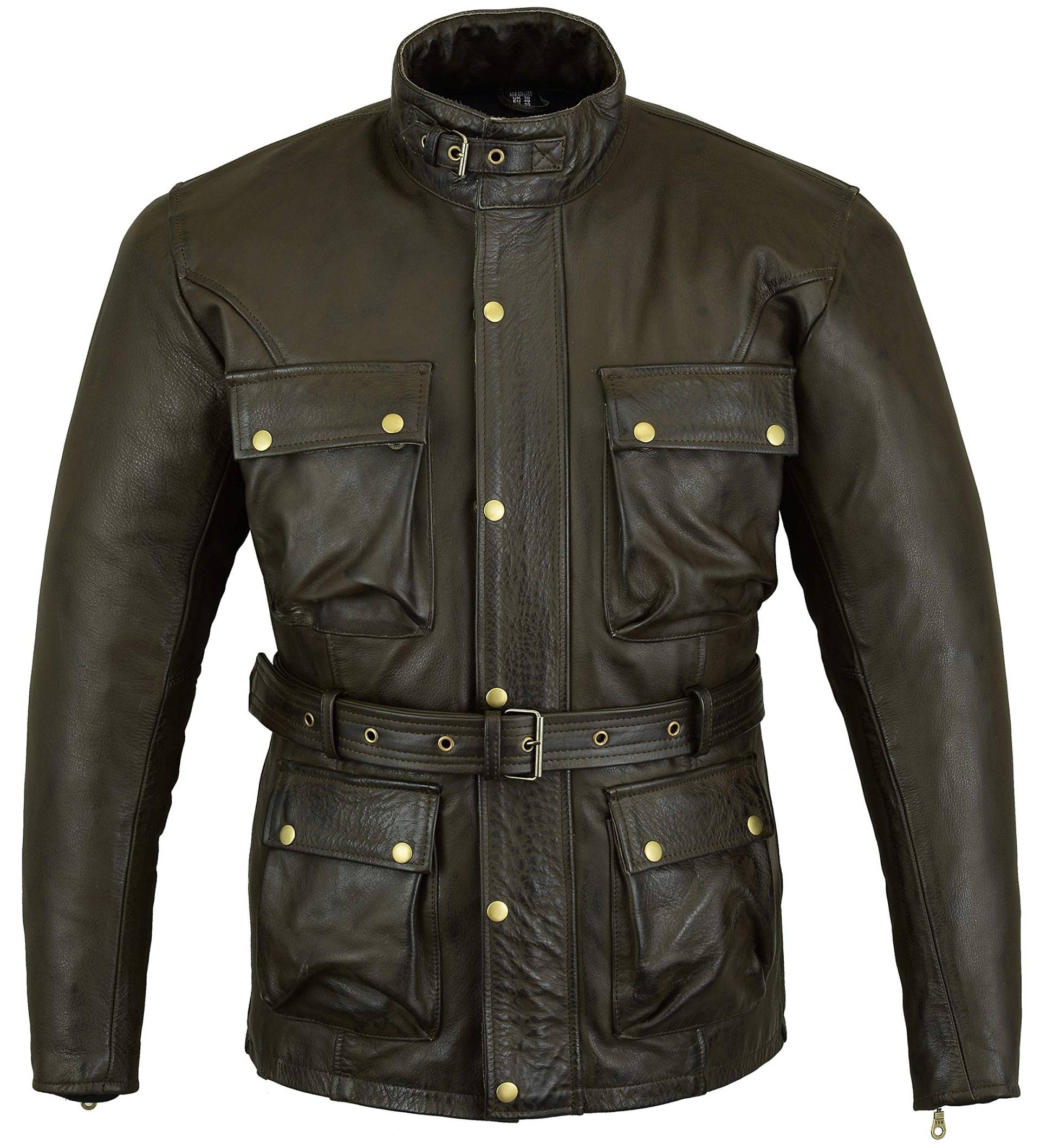 Braun Classic Waxed & Oiled Leather Cowhide Motorcycle Motorbike Jacked Armoured by Bikers Gear UK, Braun, L von Bikers Gear