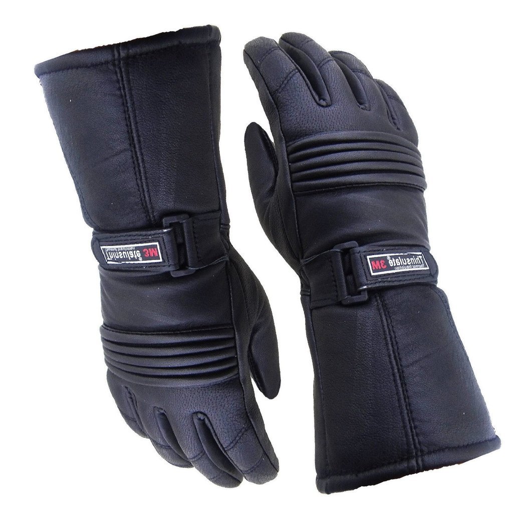 Mens Leather Winter Thermal Labelled Waterproof Inserts Thinsulate Motorcycle Gloves L Large von Bikers Gear